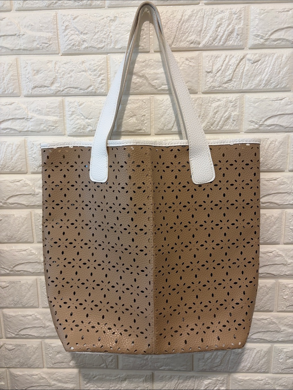 Saks Tote Bag with White Handles